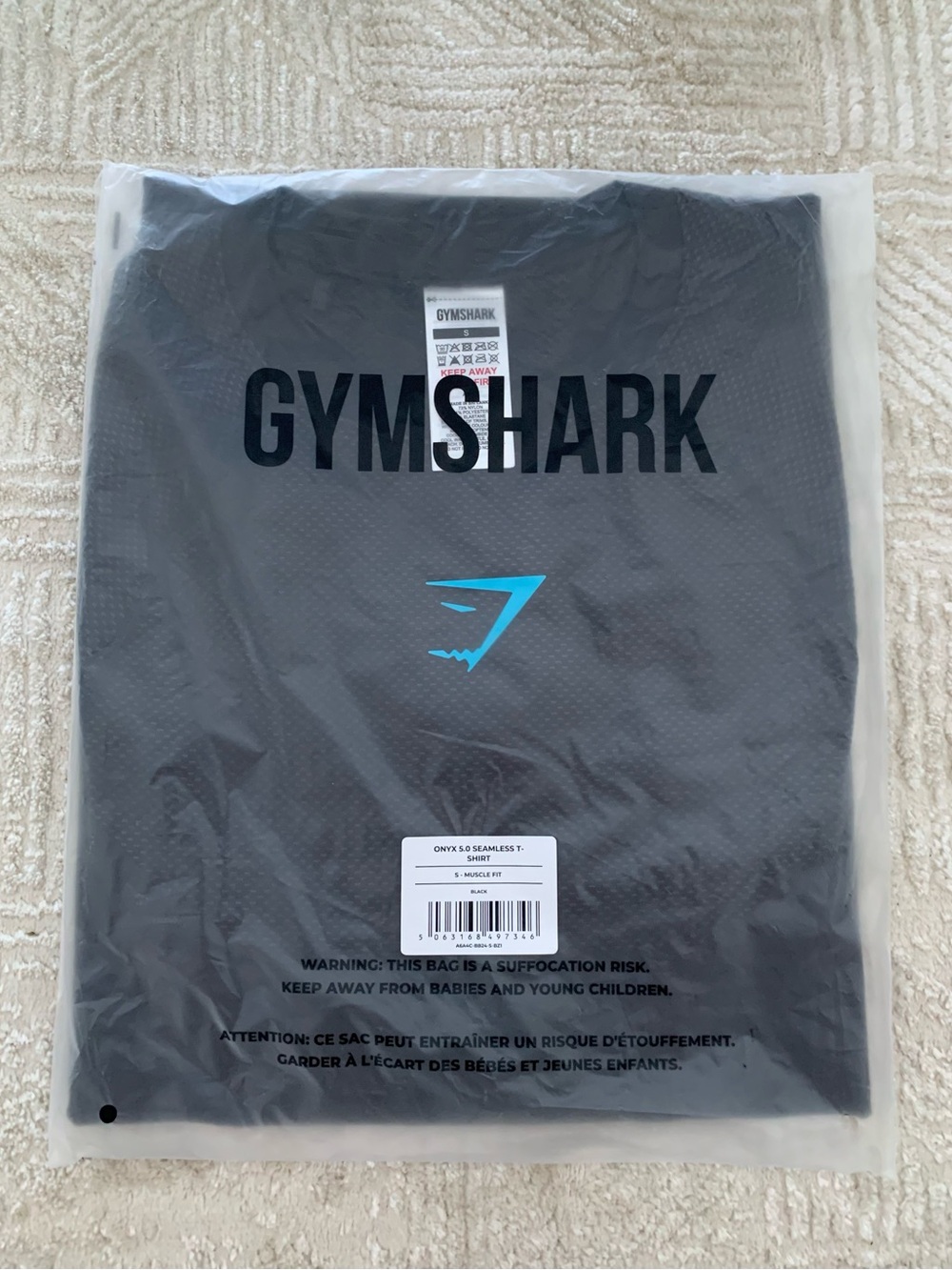 NEW Gymshark Onyx 5.0 Seamless Muscle Fit T-shirt Black/Onyx Grey Size SMALL